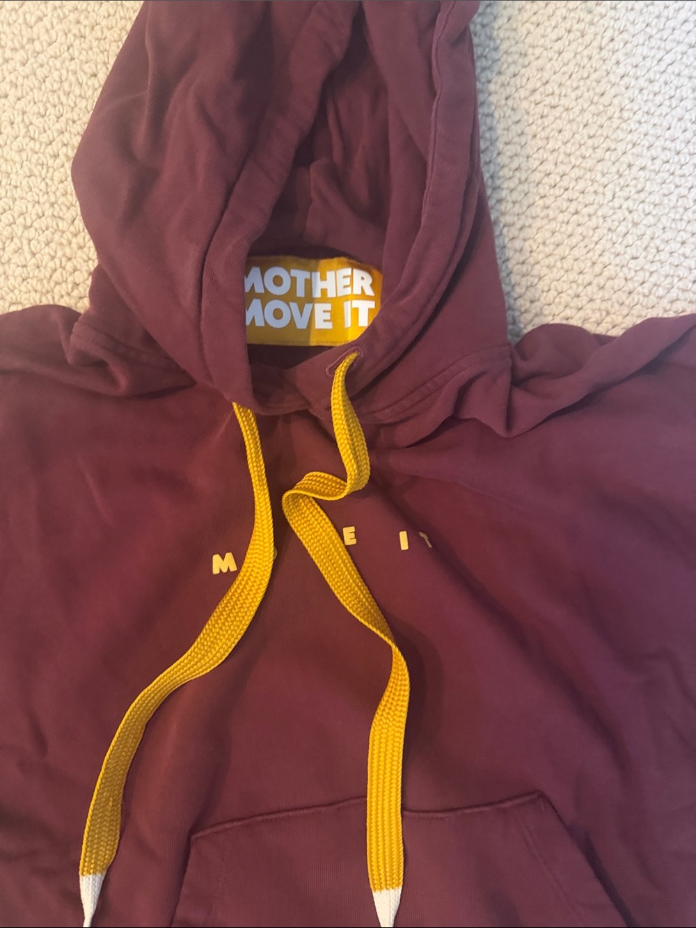 Mother hooded  Maroon Hoodie with Gold Drawstrings -